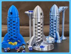 Spaceship / Rocket Dice Tower (with Improved Dice Loading) 3D Printer Model