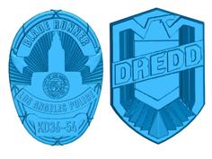 Blade Runner | Dredd Badge Refrigerator / Whiteboard Magnets 3D Printer Model