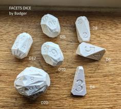 Facets Dice – Full Set Of Custom RPG Dice 3D Printer Model