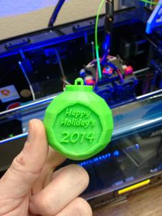 “Happy Holiday’s” 2014 Tree Ornament 3D Printer Model