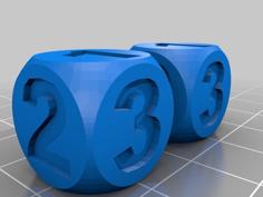 Two Number Dice, Standard Size (16mm) 3D Printer Model