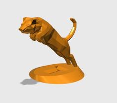 LOW POLY TIGER JUMP With STAND 3D Printer Model