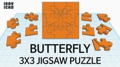 [1DAY_1CAD] 3X3 JIGSAW PUZZLE BUTTERFLY 3D Printer Model