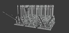 Warmaster Dogs Of War Pikemen 3D Printer Model