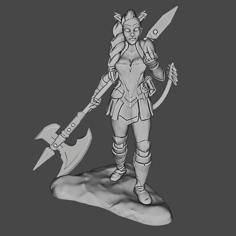 Female Tiefling Fighter Table Top Games (28 Mm) 3D Printer Model