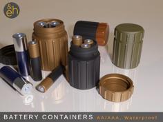 Battery Containers, AA/AAA, Military Grade, Waterproof, Screw Cap 3D Printer Model