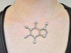 Caffeine Molecule Pendant Necklace 3D Printer Model