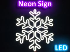 Minimalist Snowflake LED Neon Sign – Winter / Christmas Decorations 3D Printer Model