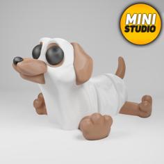 Articulated Flexi Cute Dog Ghost 3D Printer Model