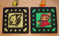 8-bit Mario And Pikachu Coasters Made With Customizer 3D Printer Model