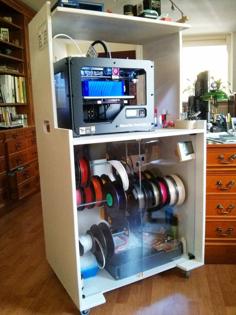 Cabinet For Printer, Dry Storage For Filament With Easy Change System And Tooling. 3D Printing On Wheels – Workstation 3D Printer Model