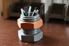 Nut & Bolt Pencil Organizer 3D Printer Model