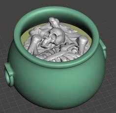 Cauldron With Bones For TOA 3D Printer Model