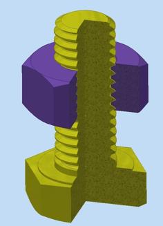 DIN 933 M10 Srcews And DIN 934 M10 Nut 3D Printer Model