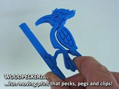 WOODPECKERZ… Moving One Piece Print That Pecks, Pegs And Clips! 3D Printer Model