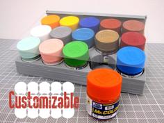 Paint Bottle Holder Customizable 3D Printer Model