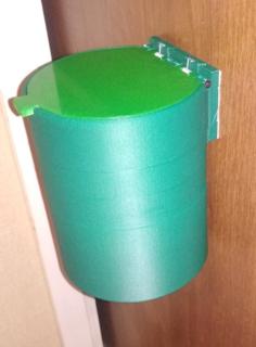 Mountable Trash-bin With Spring-loaded Lid 3D Printer Model