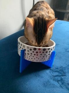 Tilted Cat Bowl Stand 3D Printer Model