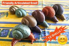 Friendly Articulated Snail With 12 Different Shells 3D Printer Model