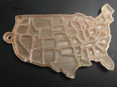 US Map Keychain (separate States) 3D Printer Model