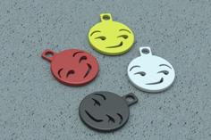 Smirking Emoji Keychain Charm 3D Printer Model