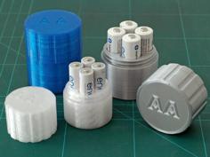 Battery Cases For 4 AA Or 4 AAA Batteries. With Screw-caps. 3D Printer Model