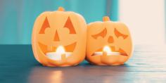 Halloween Jack-O-Lantern Tea Lights (Comedy/Tragedy) 3D Printer Model