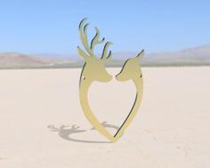 Deer Couple Heart Necklace 3D Printer Model