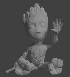 Waving Groot 15.5cm Hand Fixed 3D Printer Model