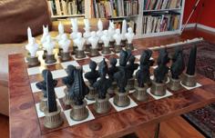 Egyptian Chess Set On Column Pedestals 3D Printer Model