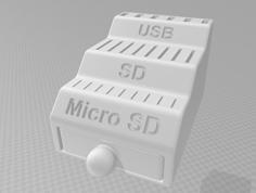 SD / MICRO SD / USB HOLDER WITH DRAWER 3D Printer Model