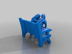 Couple In Love On A Bench HQ 3D Printer Model