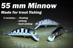 55 Mm Minnow Lure For Trout Fishing (stencils Included) 3D Printer Model