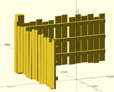 28mm ‘Industrial’ Wooden Fence And Gate 3D Printer Model