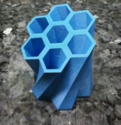 Stationery Holder – Skewed Honey Comb Design 3D Printer Model