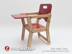 Doll High Chair [cnc-style Wedged Mortise Joints] 3D Printer Model