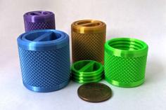 Knurled Flush Screw Lid Container – Customizable 3D Printer Model