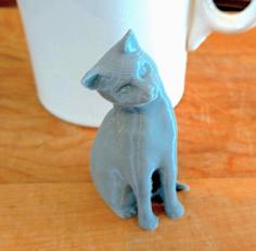 Seated Curious Cat 3D Printer Model