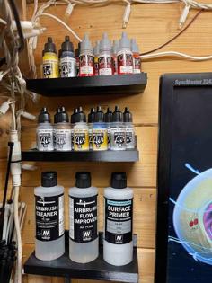 Modular Shelving For 17 Ml Airbrush Model Paint And 65mm Wiring Spools And 200 Ml Thinners Bottles. 3D Printer Model