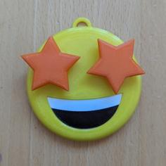 Articulated, Print-in-place: Grinning Emoji With Star Eyes 3D Printer Model