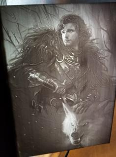 Jon Snow And Ghost Lithophane 3D Printer Model