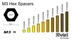 Set Of Hex Spacer M3/M4 (5mm – 50mm + Custom) 3D Printer Model