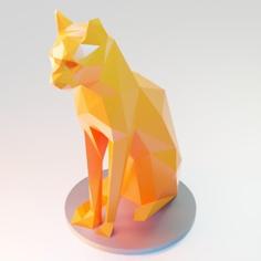 Sitting Cat Low Poly 3D Printer Model