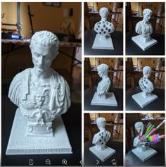 Julius Caesar Pencil Holder (Text Added) 3D Printer Model