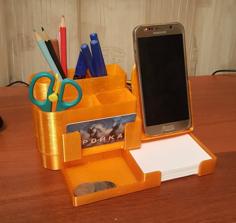 All-In-One Desk Organizer: Pencil Holder With Wireless Charging Phone Stand V2 3D Printer Model