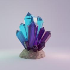 Crystals On Rock 3D Printer Model