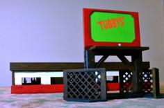 ‘Tubbys’ Diner / Small Business Building And Sign Set 3D Printer Model