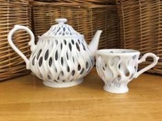 Malfunctioning Teapot And Teacup 3D Printer Model