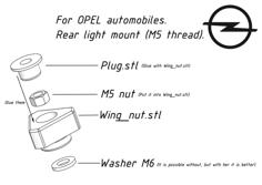 OPEL/Vauxhall Rear Light Mount (M5 Thread) 3D Printer Model