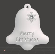 Christmas Tree Ornament – Bell Merry Christmas With Snowflake 3D Printer Model